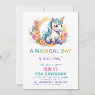 Invitaciones de cumpleaños de Unicornio Floral