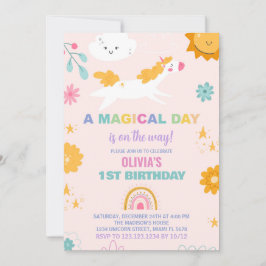 Invitaciones de cumpleaños de Unicornio Floral