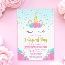 Invitaciones de cumpleaños de Unicornio Mágico