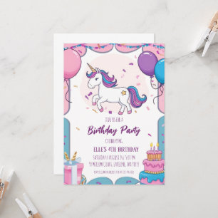 invitaciones de cumpleaños de unicornio morado lin