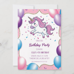 invitaciones de cumpleaños de unicornio morado lin