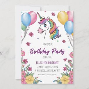 invitaciones de cumpleaños de unicornio morado lin