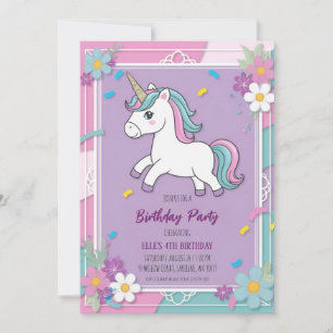 invitaciones de cumpleaños de unicornio morado lin