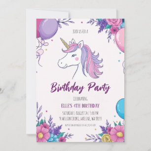 invitaciones de cumpleaños de unicornio morado lin