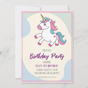 invitaciones de cumpleaños de unicornio morado lin