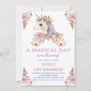 Invitaciones de cumpleaños de Unicornio por un día