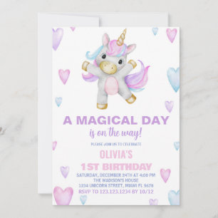 Invitaciones de cumpleaños de Unicornio Púrpura Pi