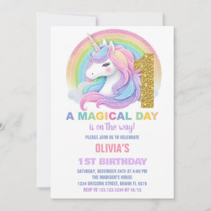 Invitaciones de cumpleaños de Unicornio Purpurina 