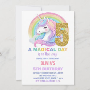 Invitaciones de cumpleaños de Unicornio Purpurina 