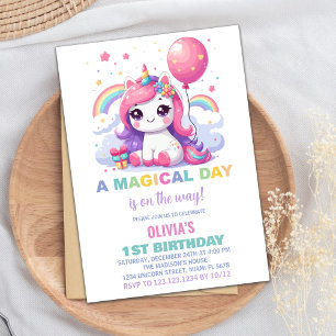 Invitaciones de cumpleaños de Unicornio Rosa
