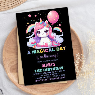 Invitaciones de cumpleaños de Unicornio Rosa
