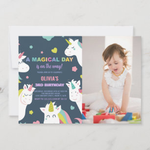 Invitaciones de cumpleaños de Unicornios con foto