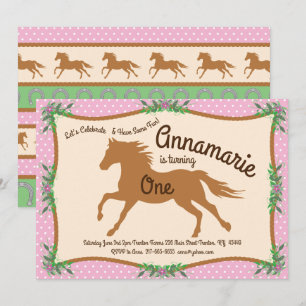 Invitaciones de cumpleaños de vaquera caballo pony