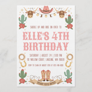 invitaciones de cumpleaños de vaquera del oeste