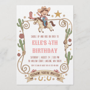 invitaciones de cumpleaños de vaquera del oeste