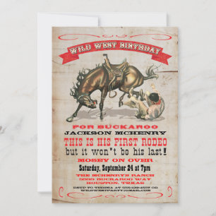 Invitaciones de cumpleaños de vaquero occidental p