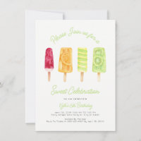 Invitaciones de cumpleaños de verano con paletas d