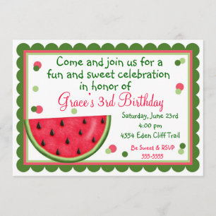 Invitaciones de cumpleaños de verano de la sandía
