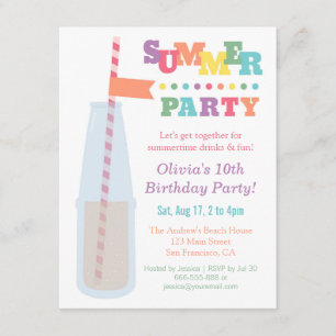 Invitaciones de cumpleaños de verano de soda trend