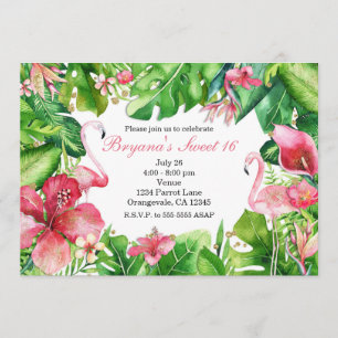 Invitaciones de cumpleaños de verano Flamingo Trop
