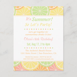 Invitaciones de cumpleaños de verano frescas y afr