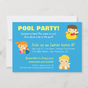 Invitaciones de cumpleaños de verano para fiesta e