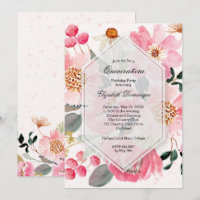 Invitaciones de cumpleaños de Watercolor Floral Qu