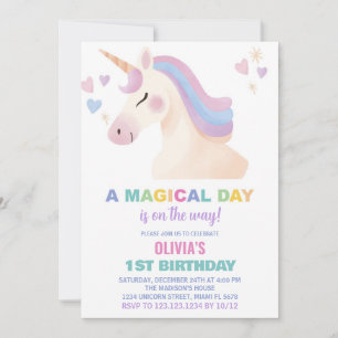 Invitaciones de cumpleaños de Watercolor Unicornio