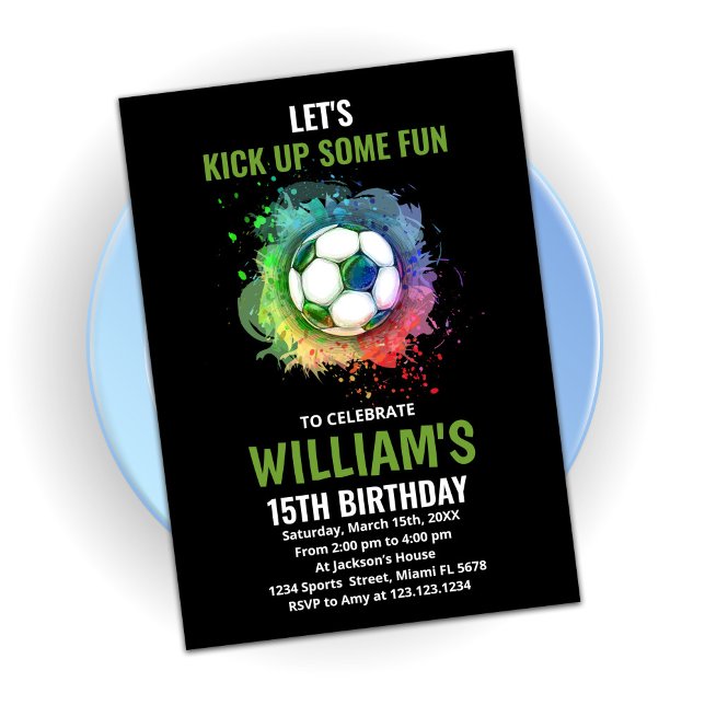 Invitaciones de cumpleaños de White Green Soccer (Subido por el creador)