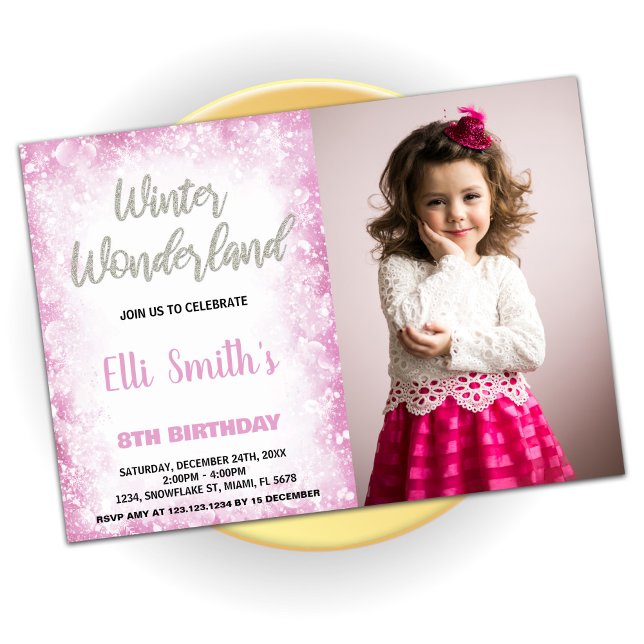Invitaciones de cumpleaños de Winter Wonderland Fo (Winter Wonderland Birthday Invitations Cloud Photo)