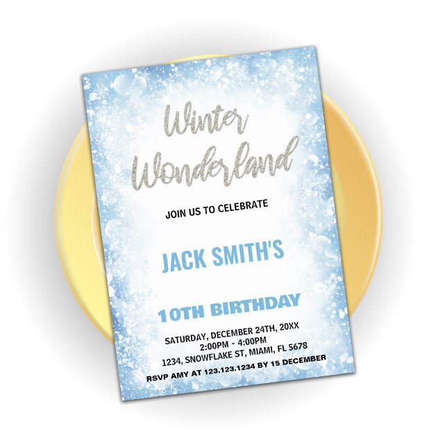 Invitaciones de cumpleaños de Winter Wonderland Nu (Winter Wonderland Birthday Invitations Blue Cloud)
