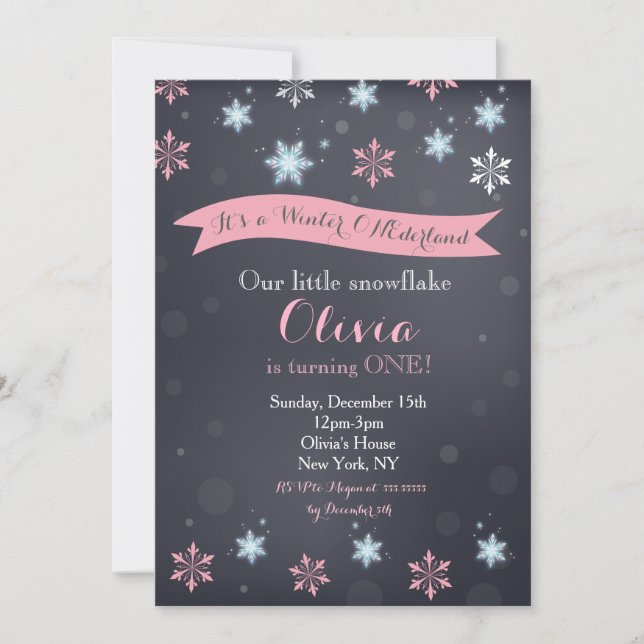 Invitaciones de cumpleaños de Winter Wonderland Sn (Anverso)