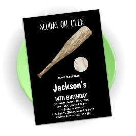 Invitaciones de cumpleaños del Béisbol Blanco Negr