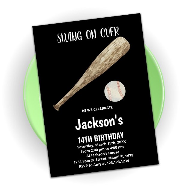 Invitaciones de cumpleaños del Béisbol Blanco Negr (Subido por el creador)