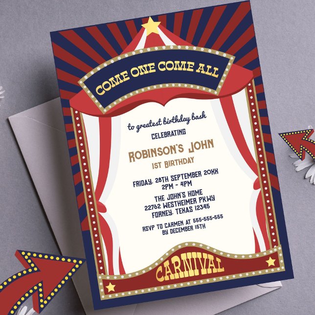 Invitaciones de cumpleaños del Carnaval de Retro A (Subido por el creador)