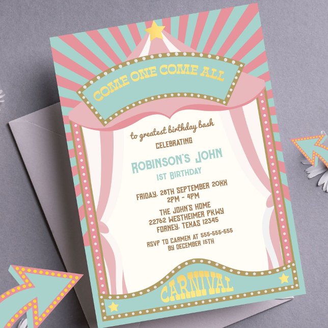 Invitaciones de cumpleaños del Carnaval de Retro R (Subido por el creador)
