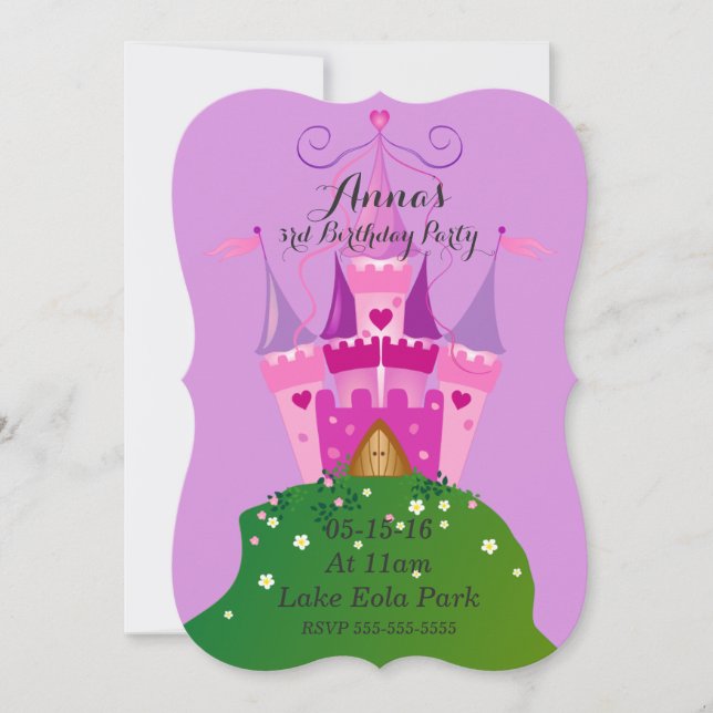 Invitaciones de cumpleaños del castillo (Anverso)