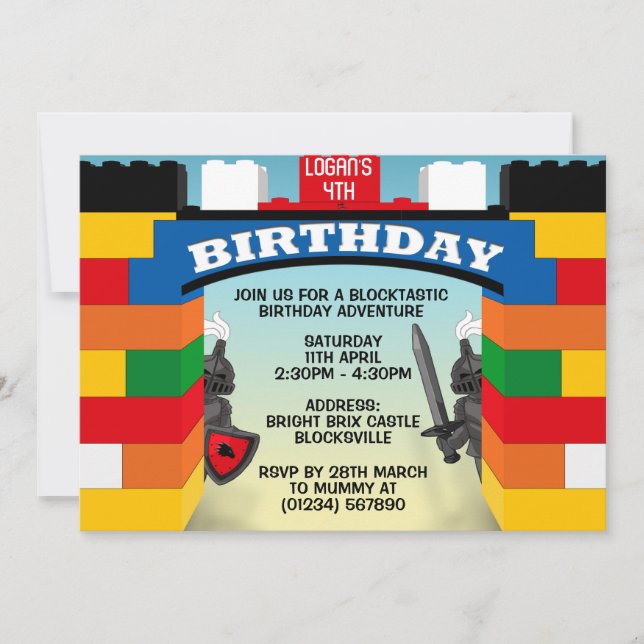 Invitaciones de cumpleaños del castillo de los blo (Anverso)