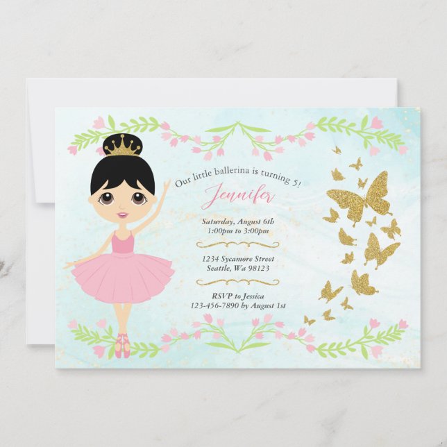 Invitaciones de cumpleaños del chica (Anverso)