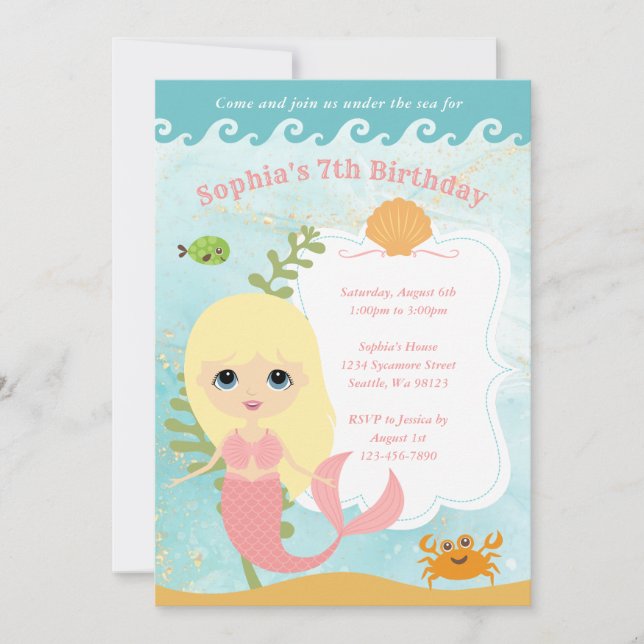 Invitaciones de cumpleaños del chica (Anverso)