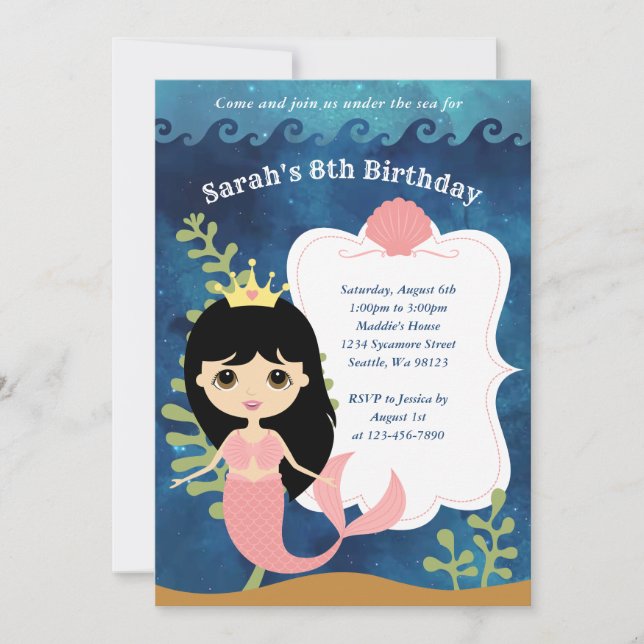 Invitaciones de cumpleaños del chica (Anverso)