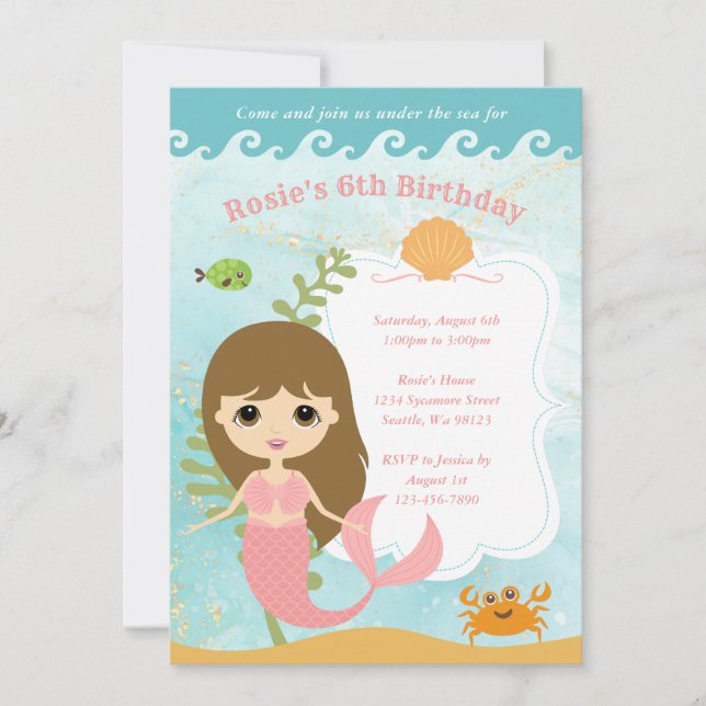 Invitaciones de cumpleaños del chica (Anverso)