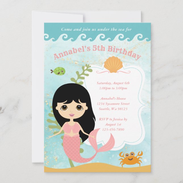 Invitaciones de cumpleaños del chica (Anverso)