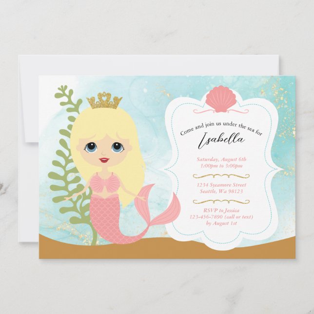 Invitaciones de cumpleaños del chica (Anverso)