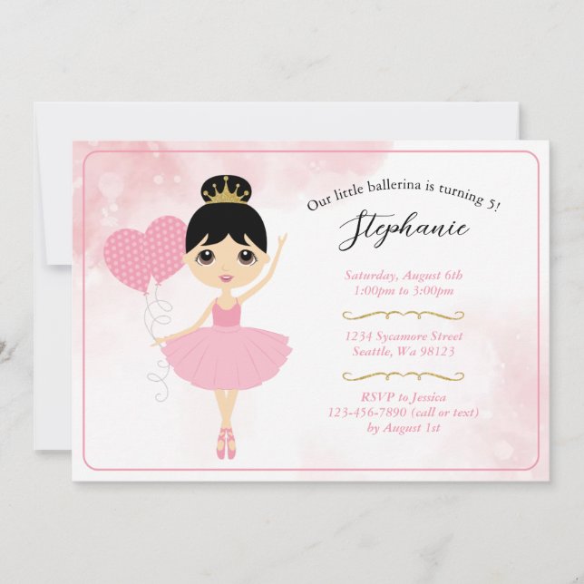 Invitaciones de cumpleaños del chica (Anverso)