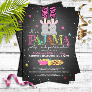 Invitaciones de cumpleaños del Fiesta chica Pajama