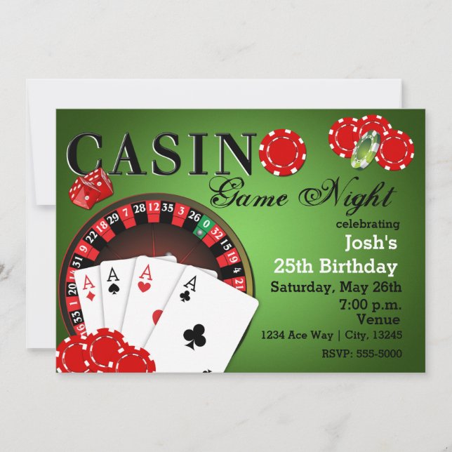Invitaciones de cumpleaños del Fiesta de CASINO Po (Anverso)