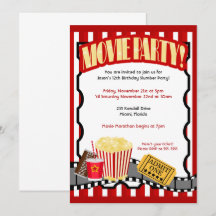 Invitaciones de cumpleaños del FIESTA de la PELÍCU