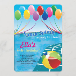 Invitaciones de cumpleaños del Fiesta de la piscin