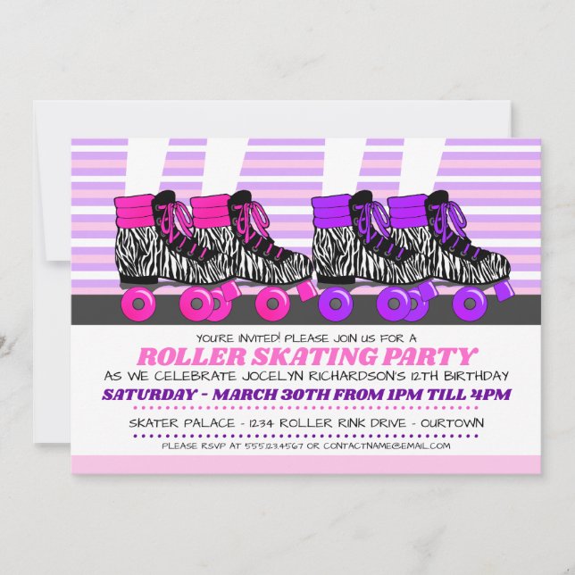 Invitaciones de cumpleaños del Fiesta de patinaje  (Anverso)